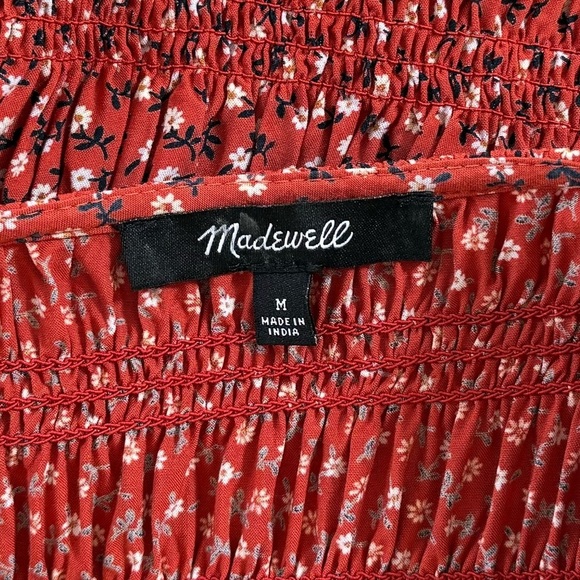 Madewell Challis Dress Daisy Floral Smocked Casual Relaxed Prairie Red Medium - Picture 9 of 13